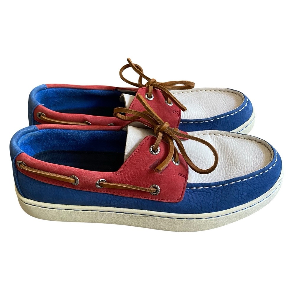 Sperry Gold Cup 2 Eye Boat Shoes Men 7 EU 39 Red Blue White Patriotic Preppy